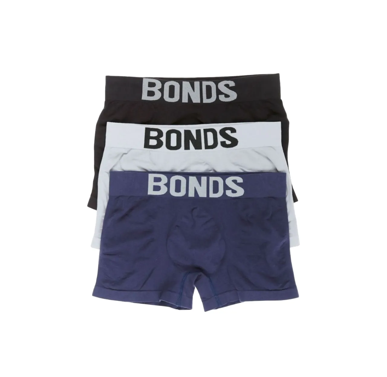 3 x Bonds Mens Seamless Black/ Grey/ Navy Trunks Underwear