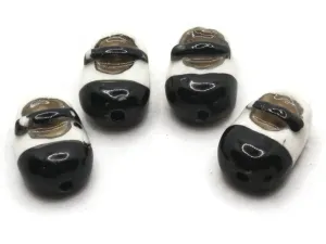 4 20mm Porcelain Buckle Shoe Black and White Footwear Beads