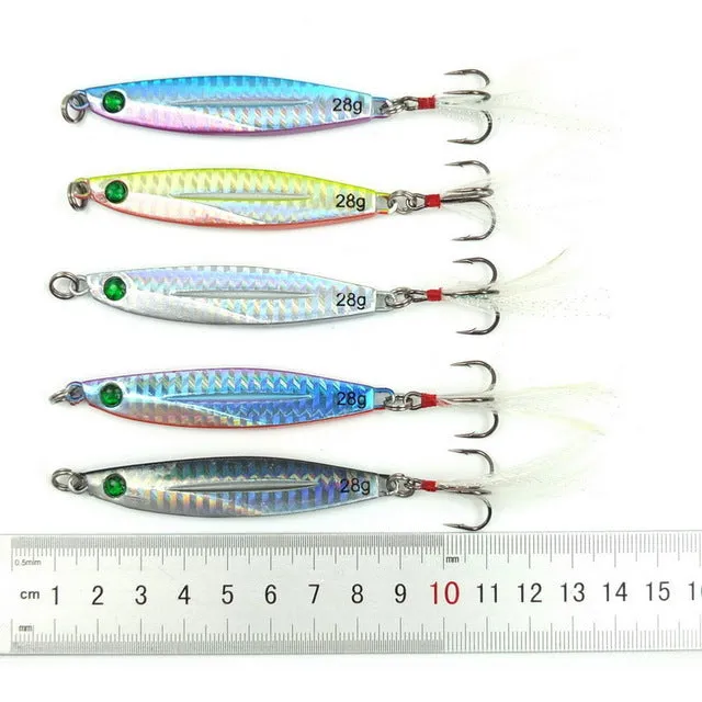 5pcs 7g 10g 14g 17g 21g 28g 40g Fishing Spoons Metal Lure Leurre De Peche 10colors Fishing Lures Saltwater Lead Jig Head