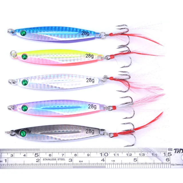 5pcs 7g 10g 14g 17g 21g 28g 40g Fishing Spoons Metal Lure Leurre De Peche 10colors Fishing Lures Saltwater Lead Jig Head