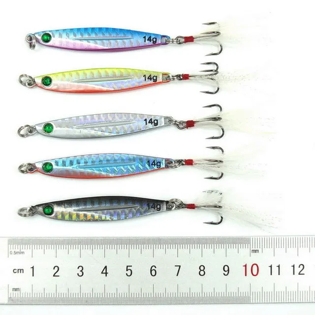 5pcs 7g 10g 14g 17g 21g 28g 40g Fishing Spoons Metal Lure Leurre De Peche 10colors Fishing Lures Saltwater Lead Jig Head