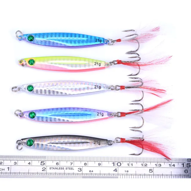 5pcs 7g 10g 14g 17g 21g 28g 40g Fishing Spoons Metal Lure Leurre De Peche 10colors Fishing Lures Saltwater Lead Jig Head