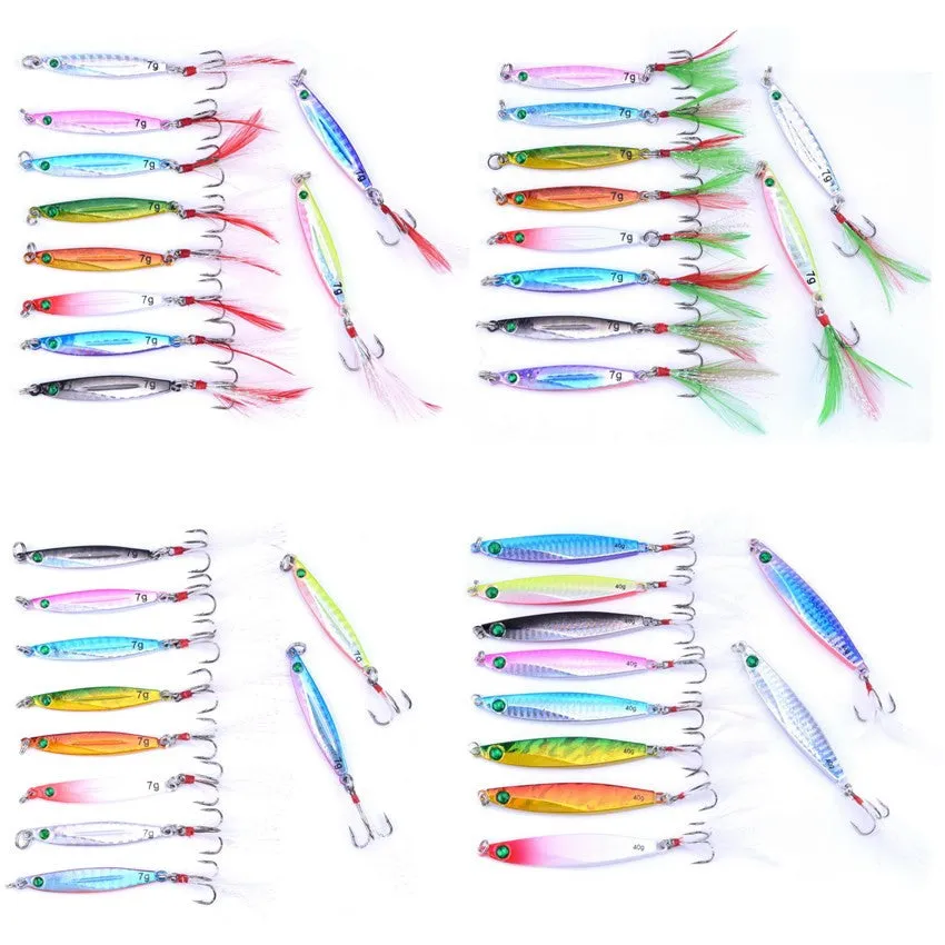 5pcs 7g 10g 14g 17g 21g 28g 40g Fishing Spoons Metal Lure Leurre De Peche 10colors Fishing Lures Saltwater Lead Jig Head