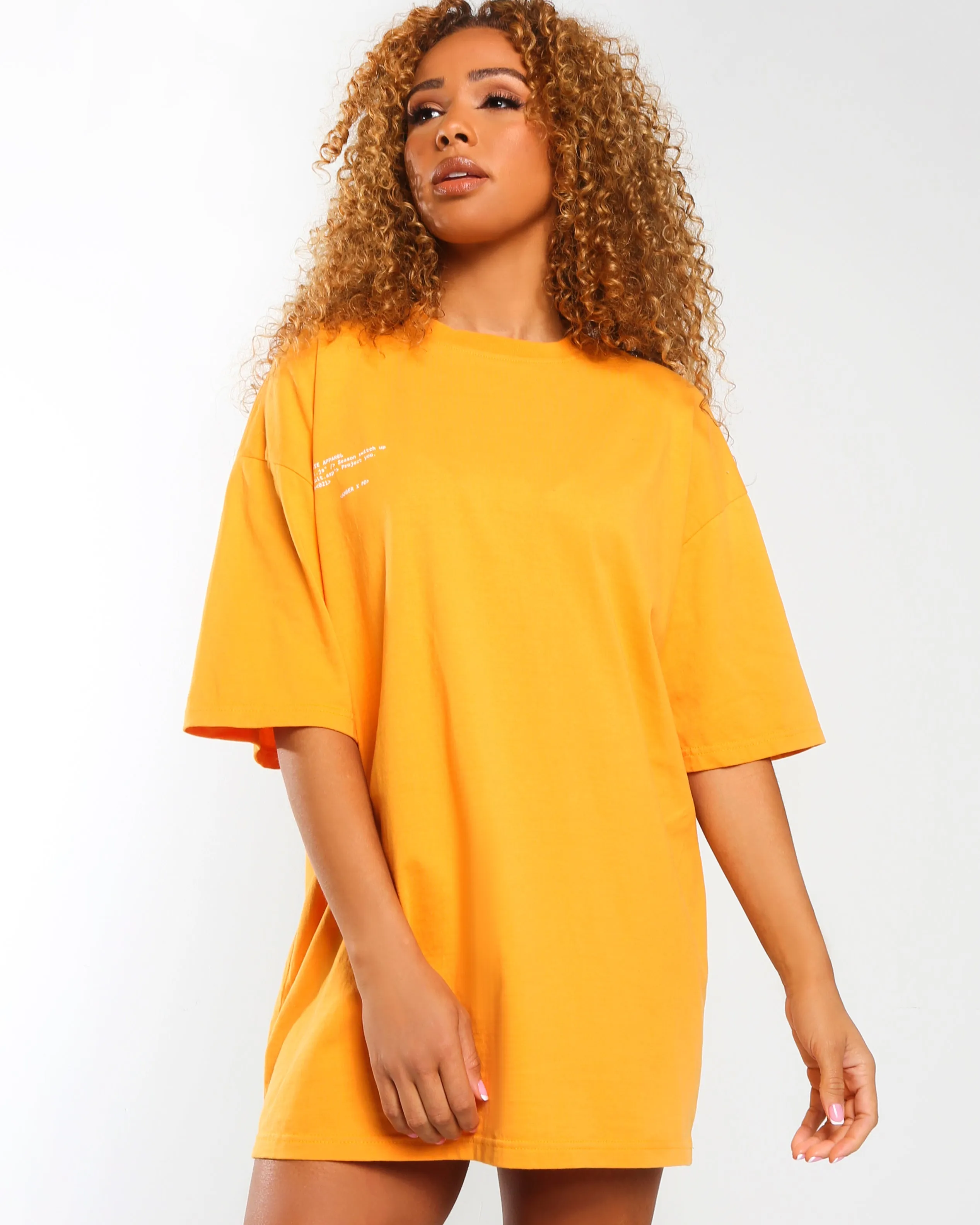 Amber x Public Desire graphic oversized tshirt dress in tangerine