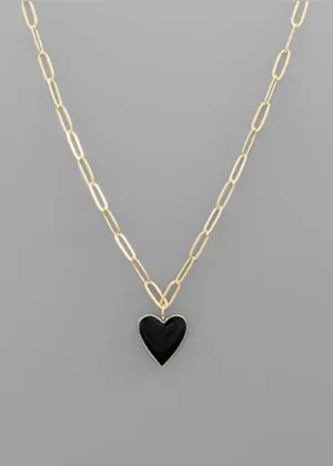 Anais Heart Necklace-Black