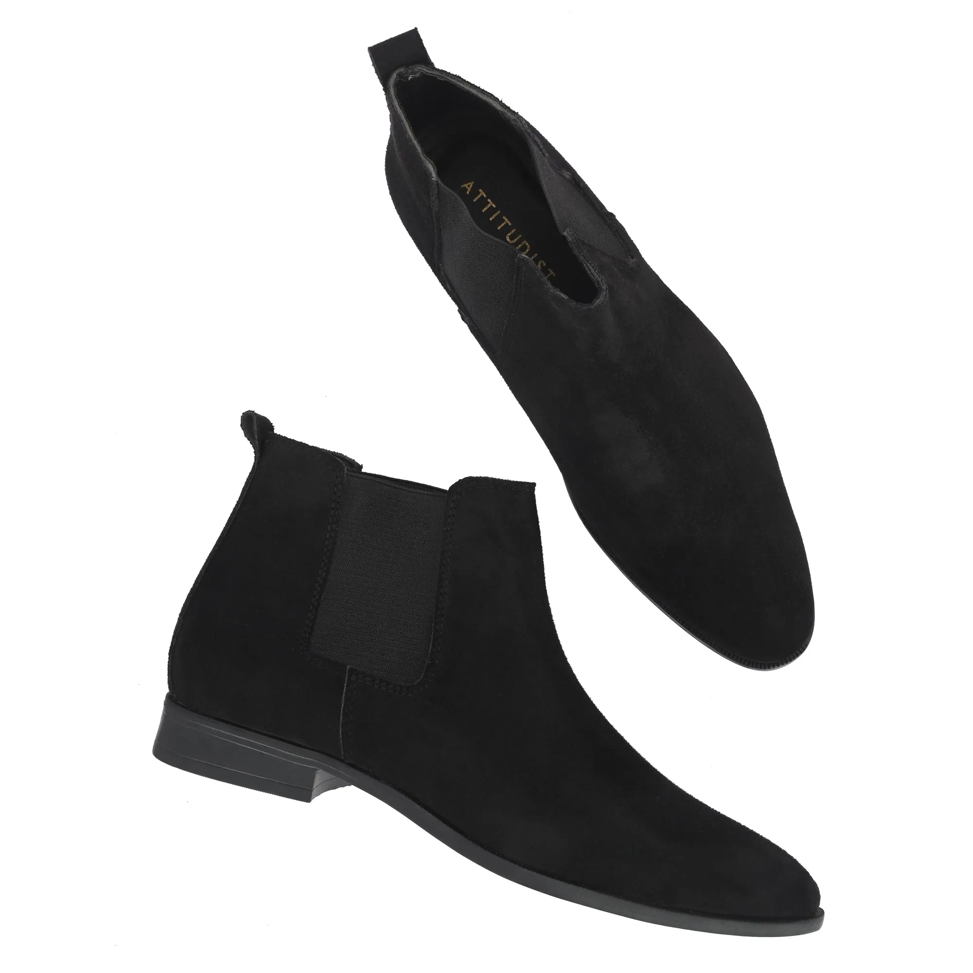 Attitudist Unisex Black Mid Top Chelsea Boots