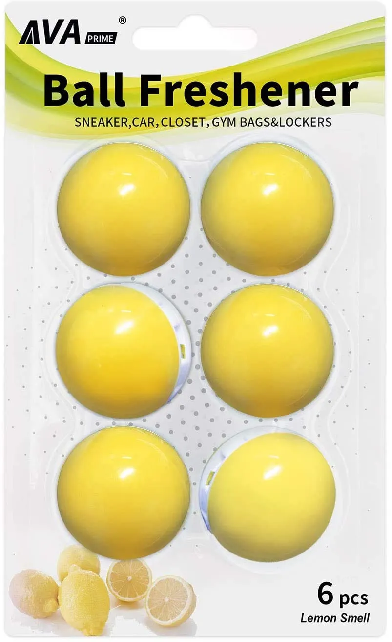 AVA Prime Air Freshener Sneaker Shoe Deodorizer Balls 3 Pairs Neutralizing Odor and Refreshing, Shoes, Gym Bag and Locker/Lemon Smell-Yellow Yellow