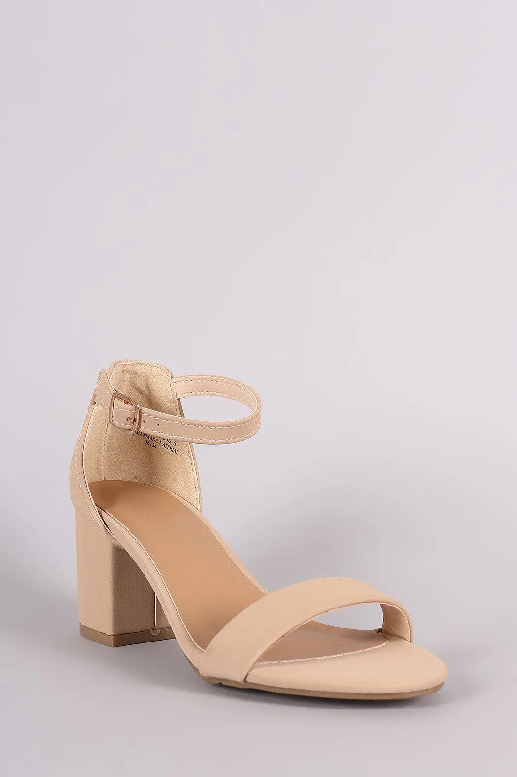 Bamboo Nubuck Ankle Strap Open Toe Block Heel