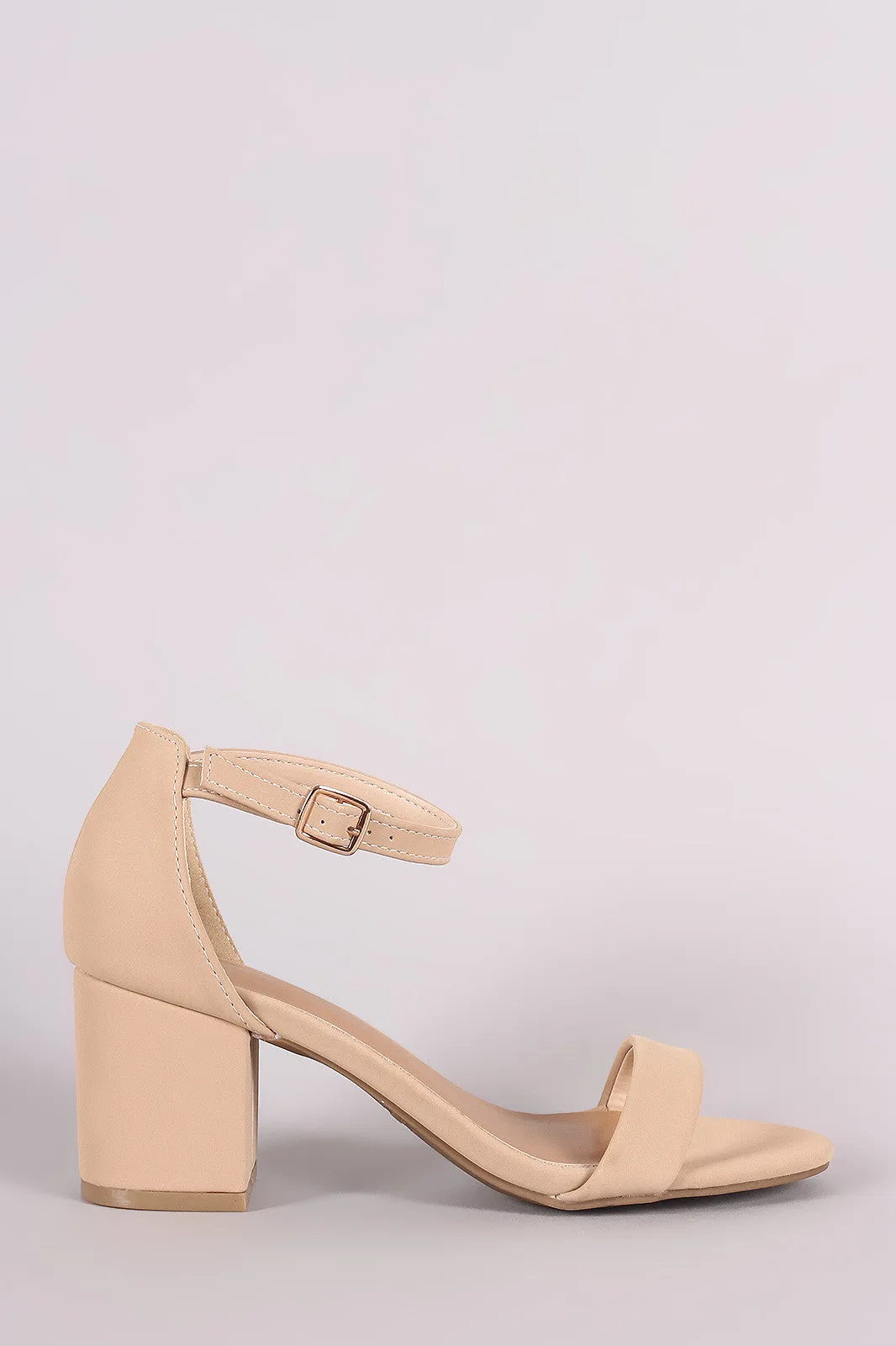 Bamboo Nubuck Ankle Strap Open Toe Block Heel