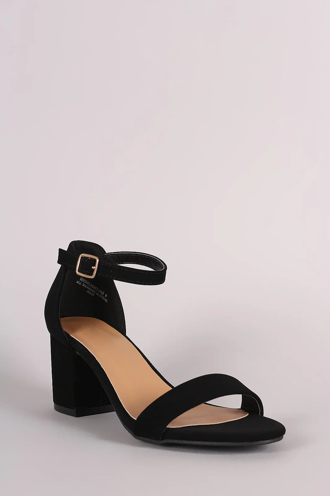 Bamboo Nubuck Ankle Strap Open Toe Block Heel