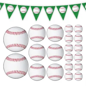 Baseball Party Pennant Banner Garland and Assorted Cutout Decorations