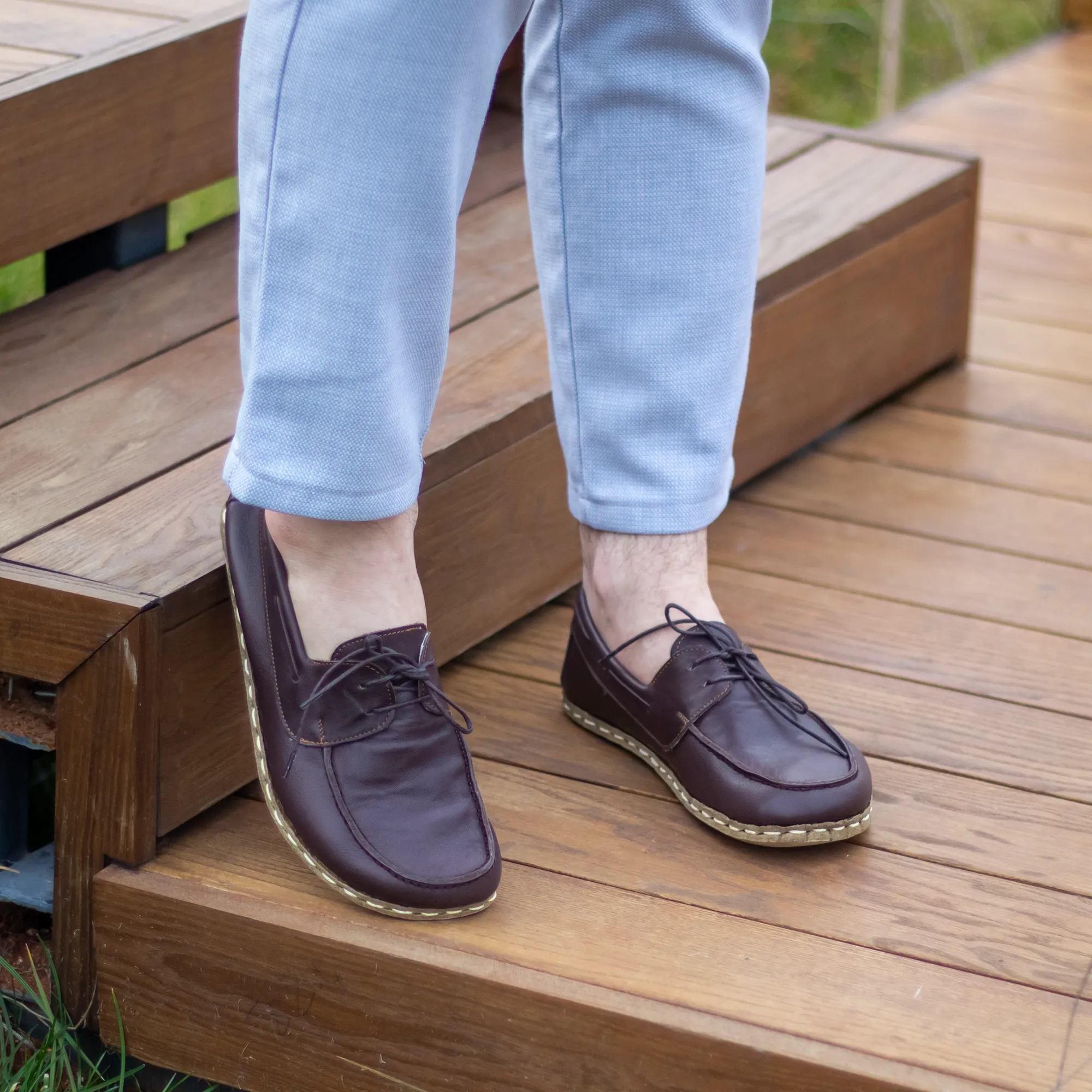 Bitter Brown Men's Leather Earthing Barefoot Shoes