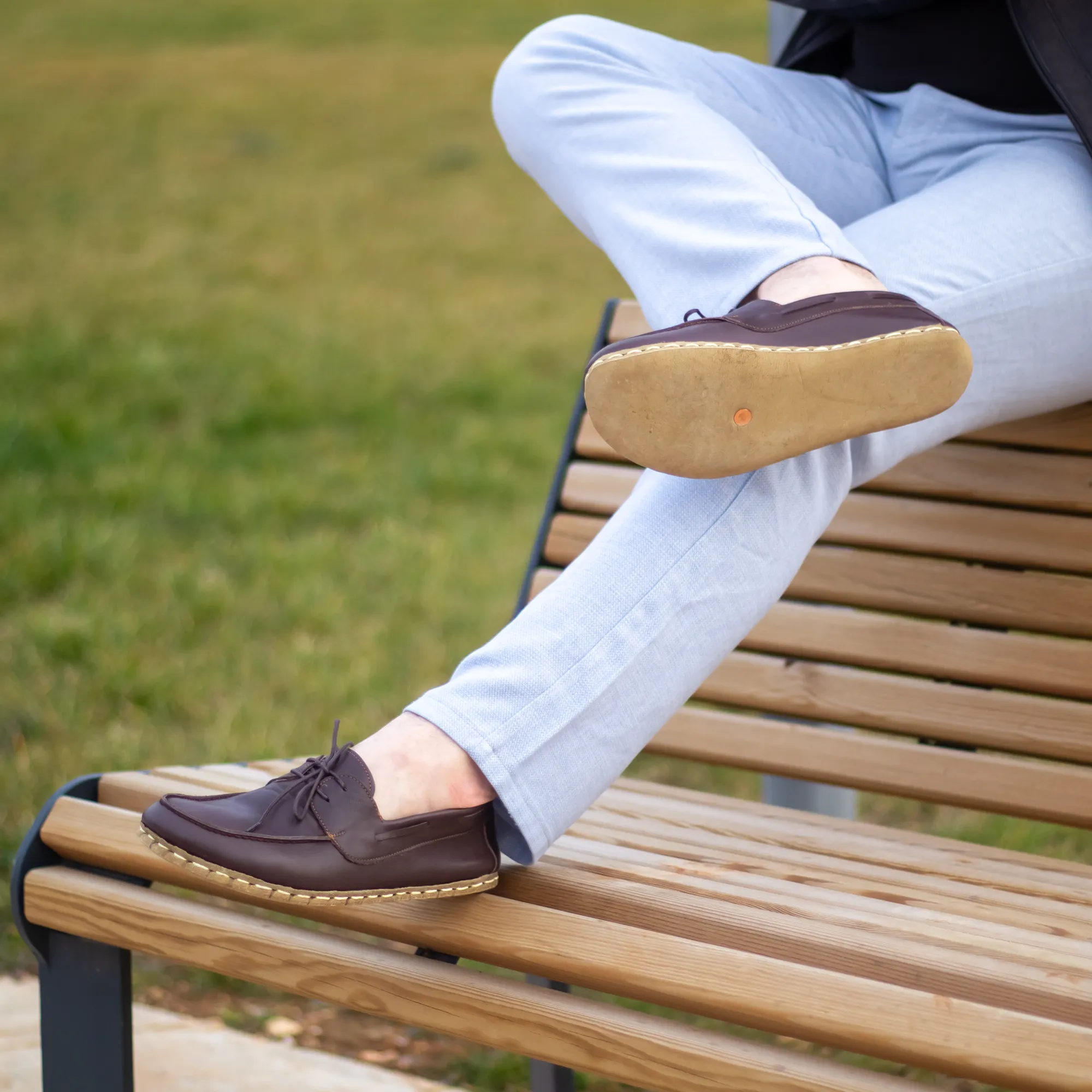 Bitter Brown Men's Leather Earthing Barefoot Shoes