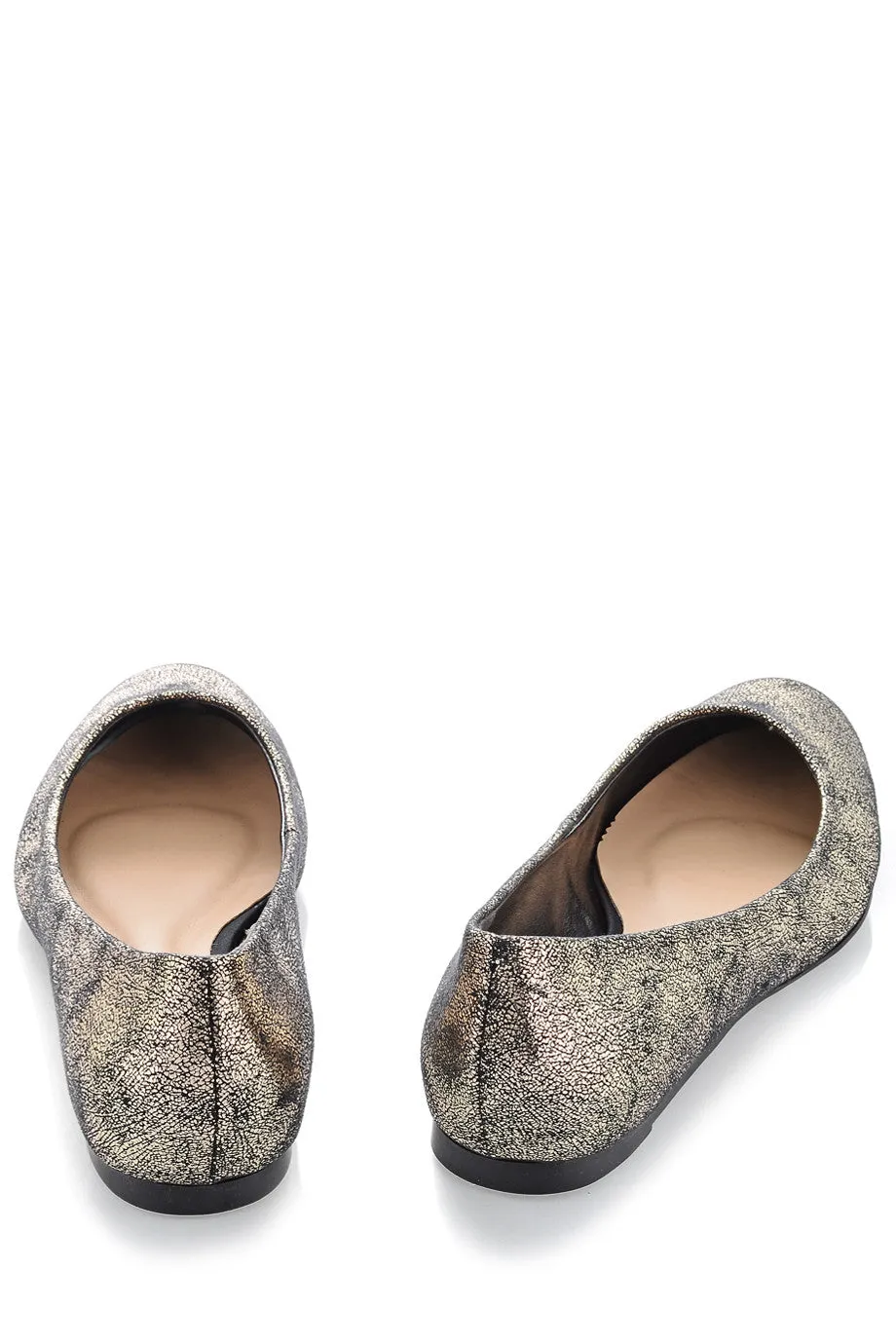 CECCONELLO LEELA Gold Crackled Ballerinas