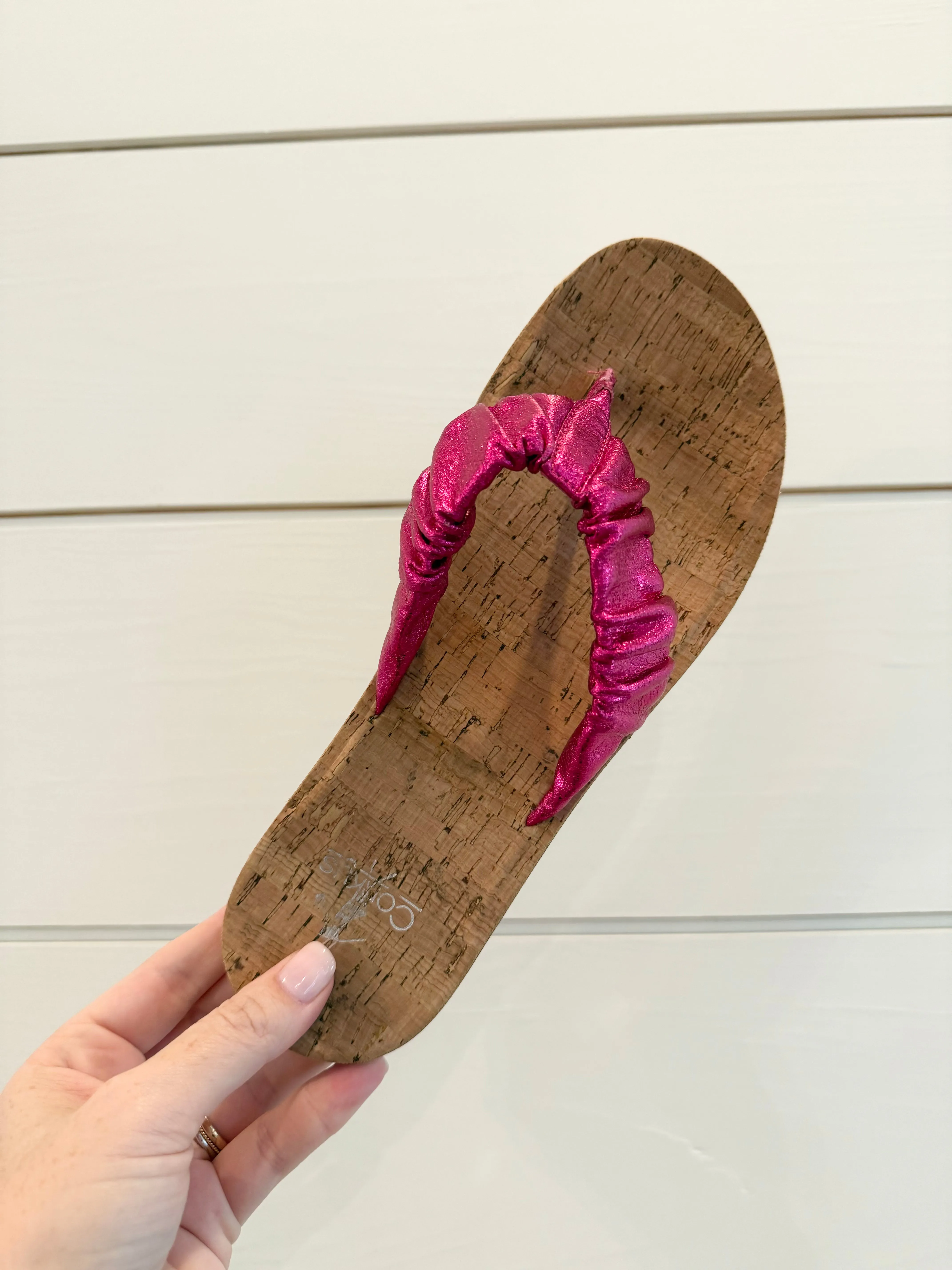 Cool Off Sandals by Corkys - Fuchsia Crinkle Metallic