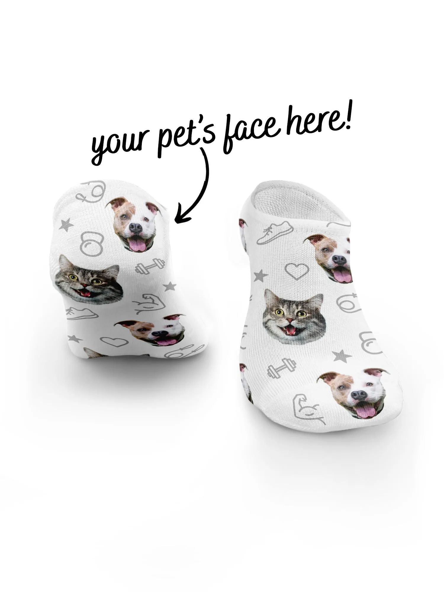 Custom Pet Face Gym Theme No-Show Socks