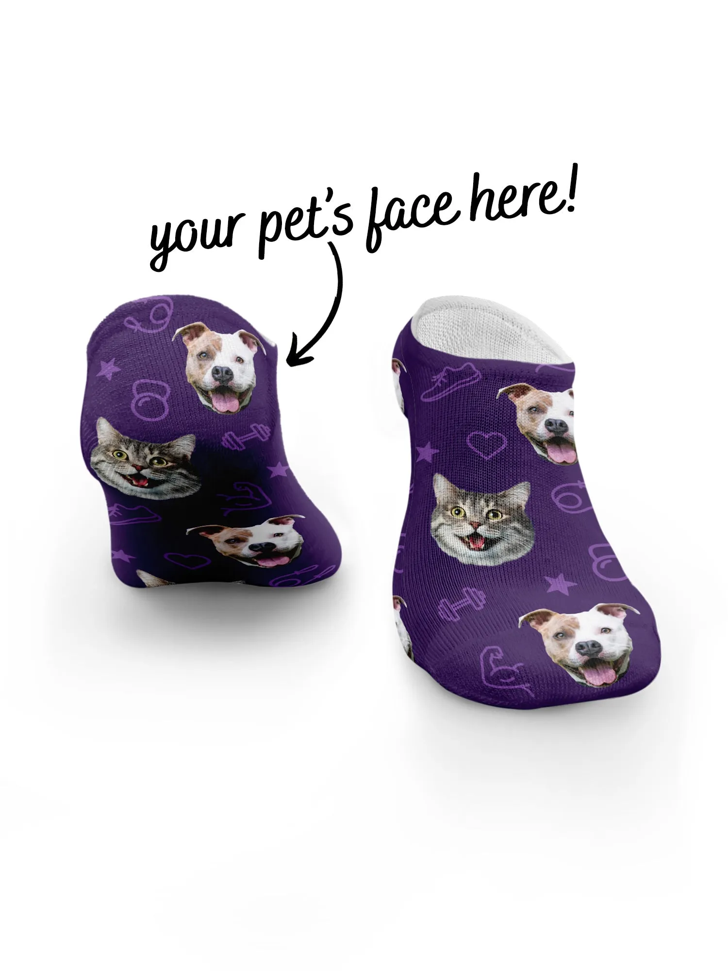 Custom Pet Face Gym Theme No-Show Socks