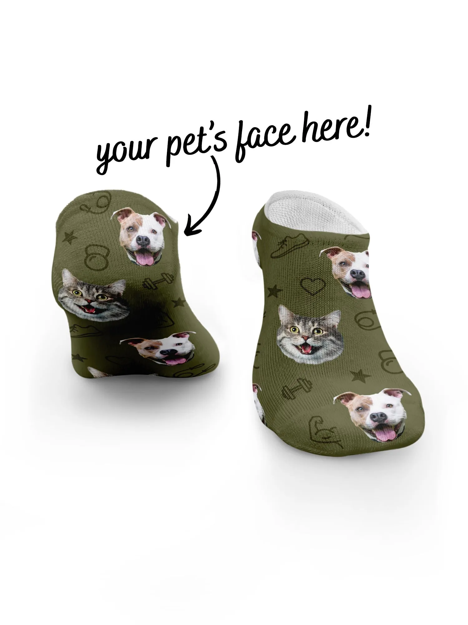 Custom Pet Face Gym Theme No-Show Socks