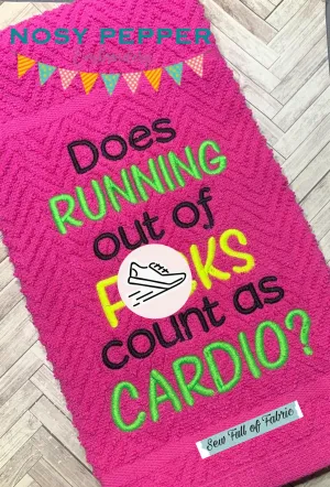 Does Running out of f*cks count as cardio machine embroidery design (4 sizes included) DIGITAL DOWNLOAD