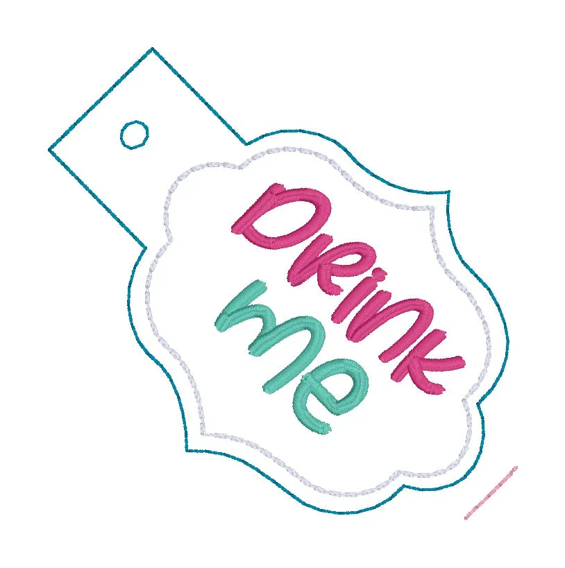 Drink Me bottle band machine embroidery design DIGITAL DOWNLOAD