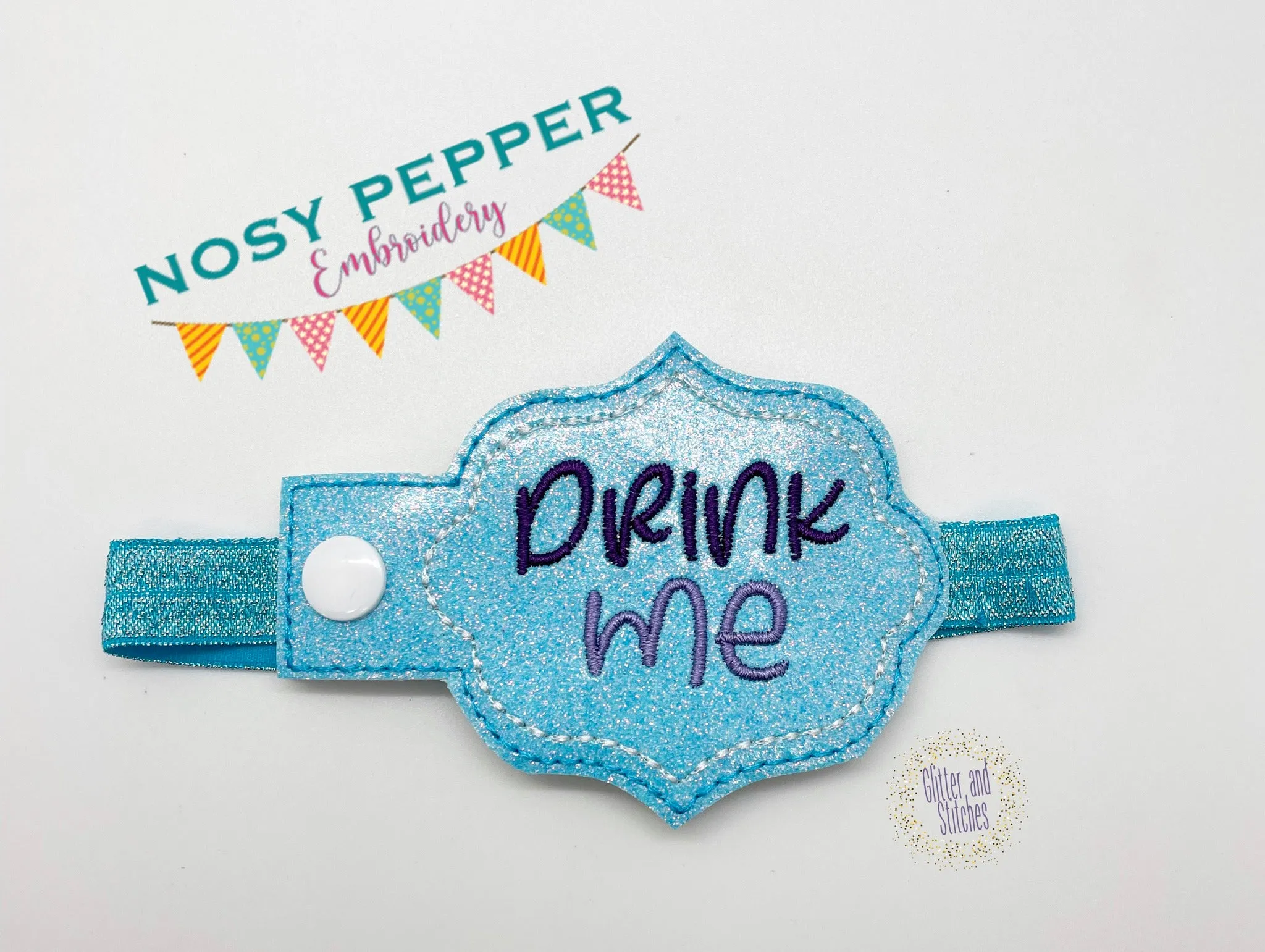 Drink Me bottle band machine embroidery design DIGITAL DOWNLOAD