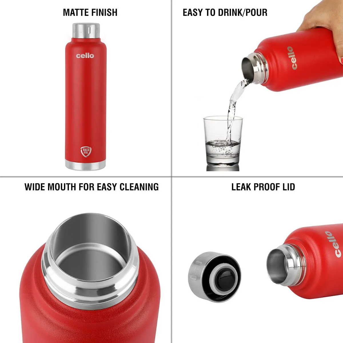 Duro Top Flask, Vacusteel Water Bottle, 750ml