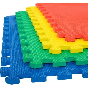 EASYHOME Puzzle EVA Foam Mat for Kids, Interlocking mat Tiles for Gymnastics, Exercise, Playing and Home Protective Flooring - 60x60 cm - 12mm Thickness, Multicolor (Pack of 16)