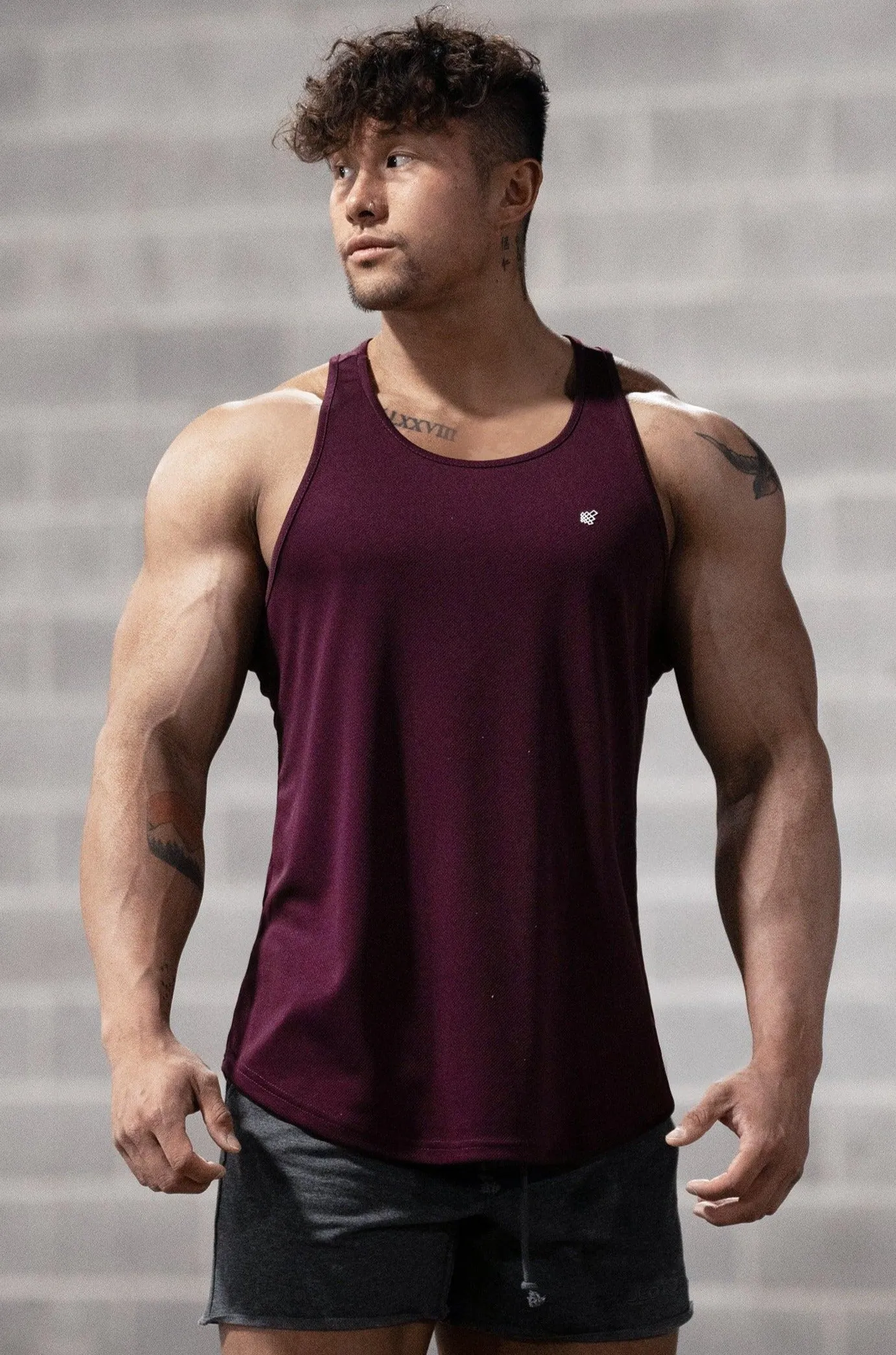 Fast-Dry Bodybuilding Workout Stringer - Dark Purple