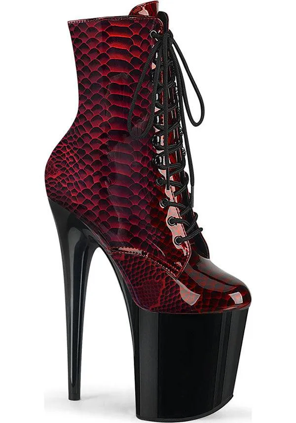 FLAMINGO-1020SP [Red Snake Print] | PLATFORM BOOTS [PREORDER]