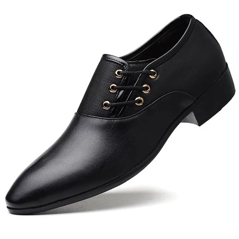 Formal Leather Shoes for Men Lace Up Oxfords Casual Business Black Leather Shoes for Male Wedding Party Office Work Shoes