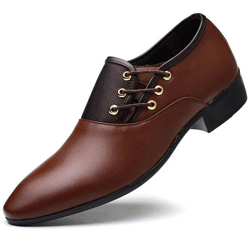 Formal Leather Shoes for Men Lace Up Oxfords Casual Business Black Leather Shoes for Male Wedding Party Office Work Shoes