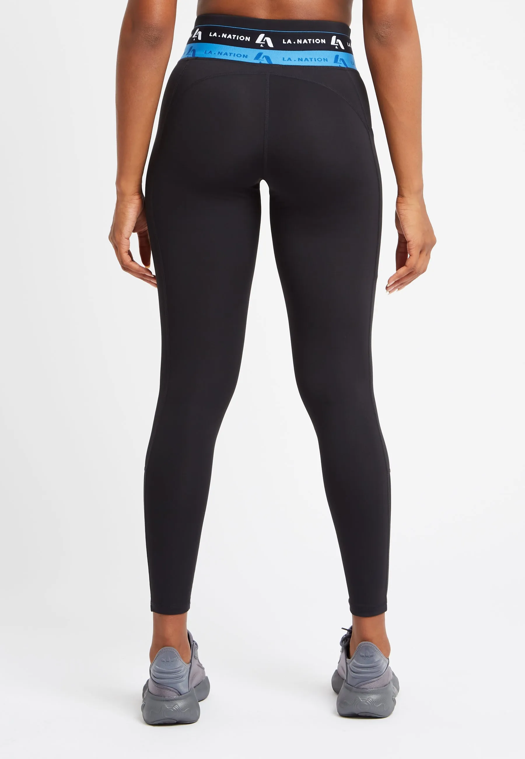 Full Length Leggings with Logo Waistband-Black