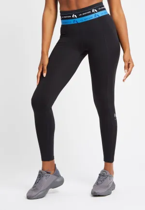 Full Length Leggings with Logo Waistband-Black