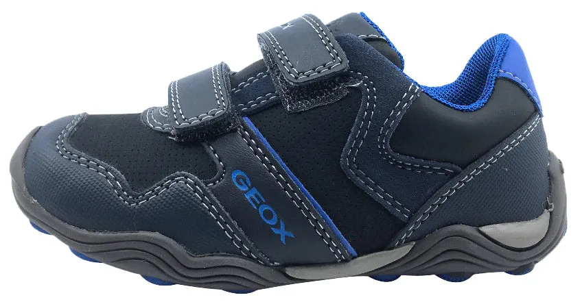 GEOX Boy's Arno Velcro Sneaker Tennis Shoes (Dark Navy/Royal)