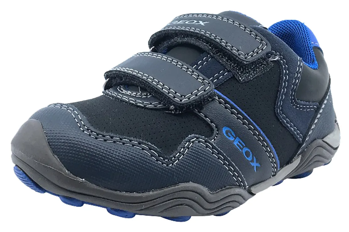 GEOX Boy's Arno Velcro Sneaker Tennis Shoes (Dark Navy/Royal)