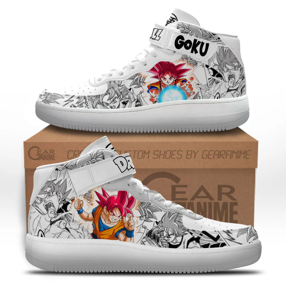 Goku God Sneakers Air Mid Custom Dragon Ball Anime Shoes Mix Manga