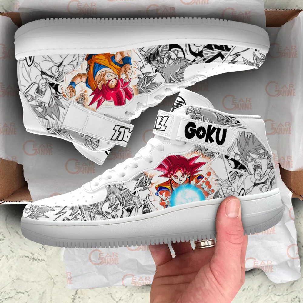 Goku God Sneakers Air Mid Custom Dragon Ball Anime Shoes Mix Manga