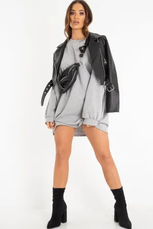 Grey Oversized Sweatshirt Jumper Dress - Kristen