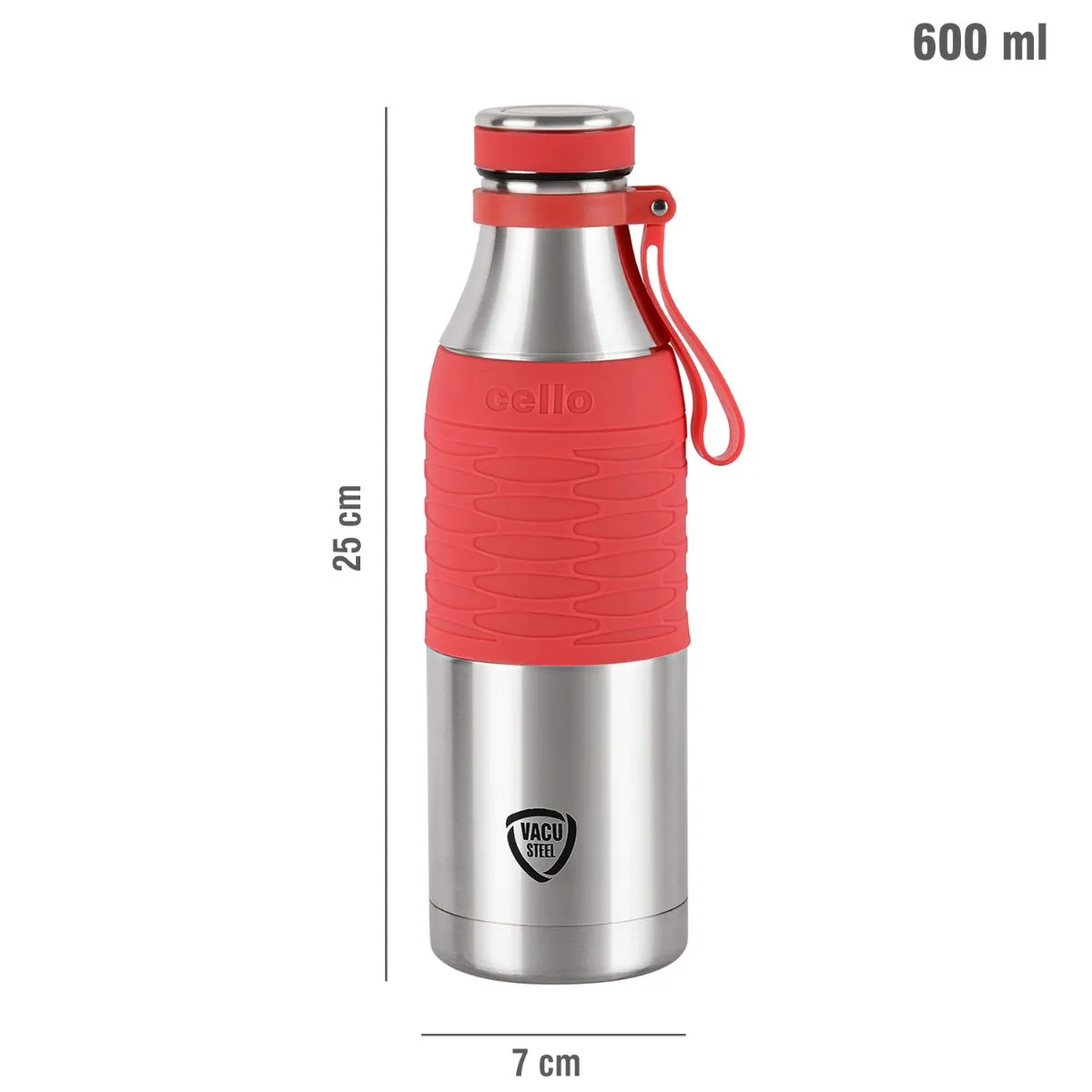 Gripmax Flask, Vacusteel Water Bottle, 600ml