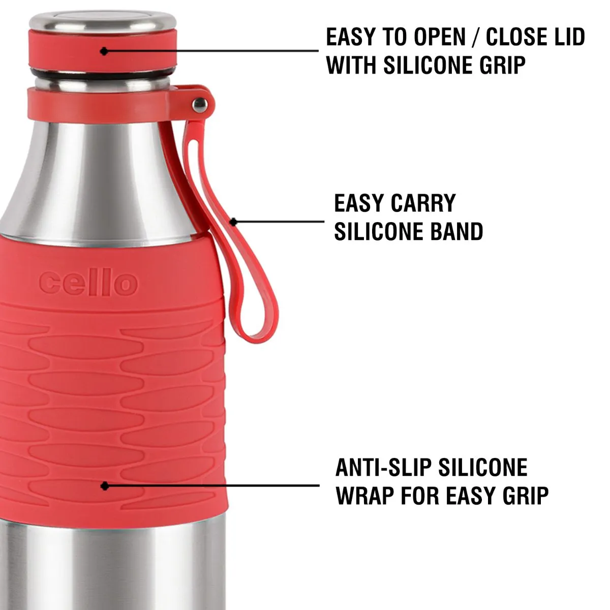 Gripmax Flask, Vacusteel Water Bottle, 600ml