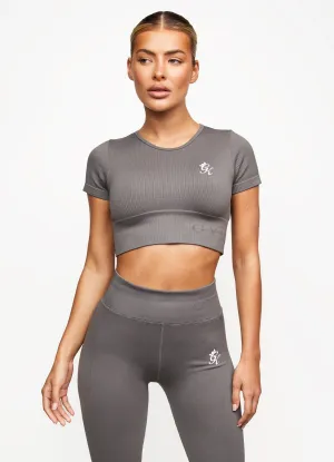 Gym King Formation Seamless Rib Short Sleeve Top - Gunmetal