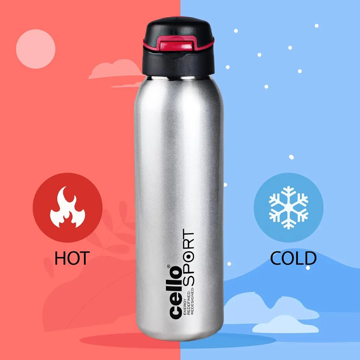 Gym Star Flask, Vacusteel Water Bottle, 650ml