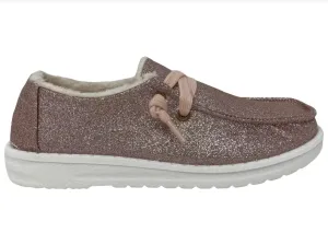 Gypsy Jazz Kid's "Lil Holly Glitter" Blush Slip-on Shoes