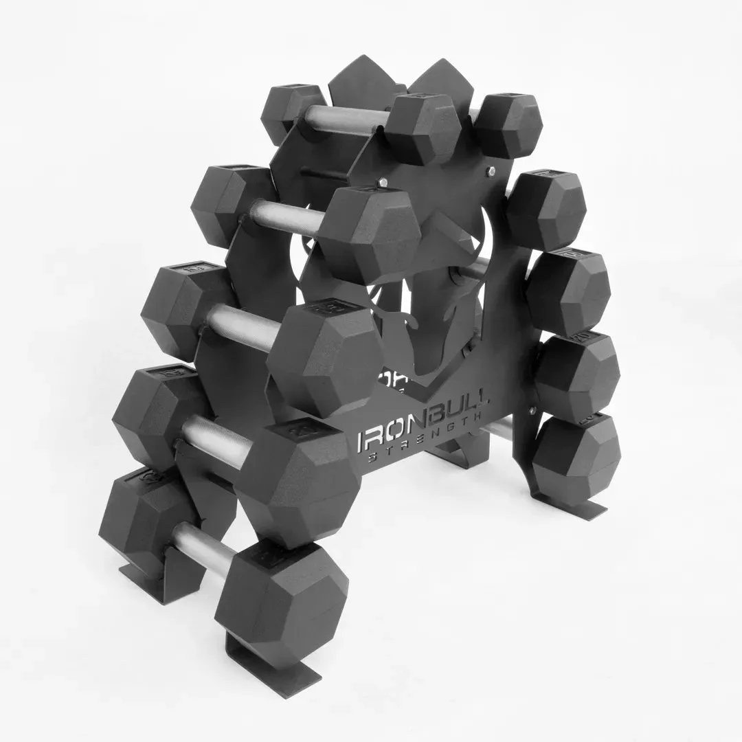 Hex Dumbbell Set with Rack | 5-25LB   A-Frame