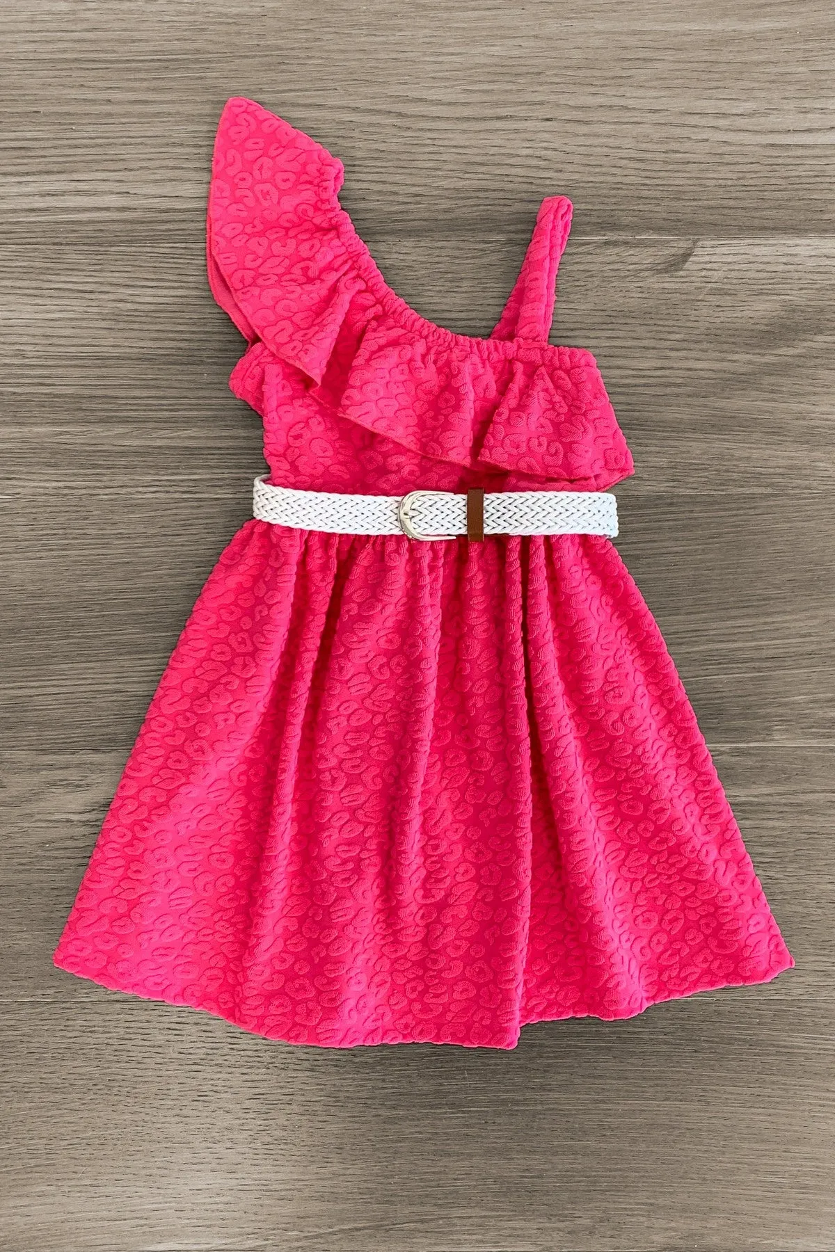 Hot Pink Cheetah Cold Shoulder Dress