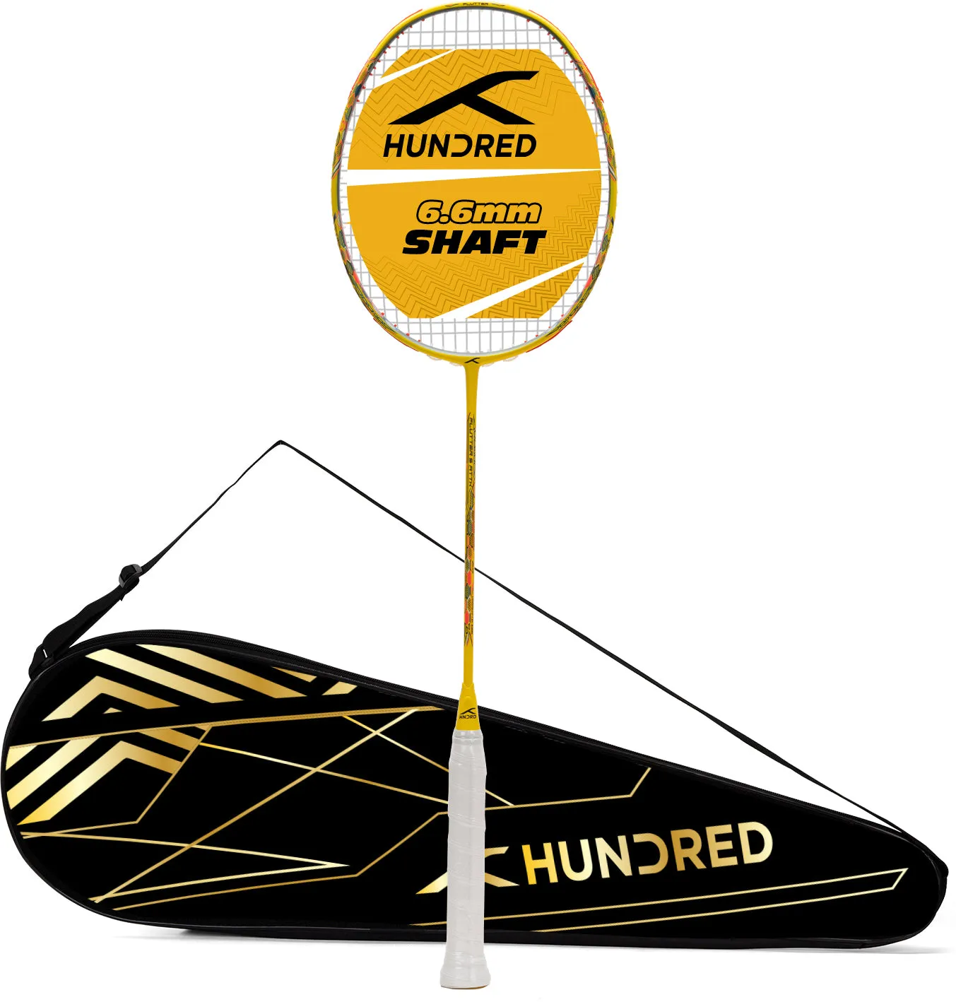 Hundred Flutter S Attk Superior Smash Performance Strung Badminton Racquet (Yellow / Black)