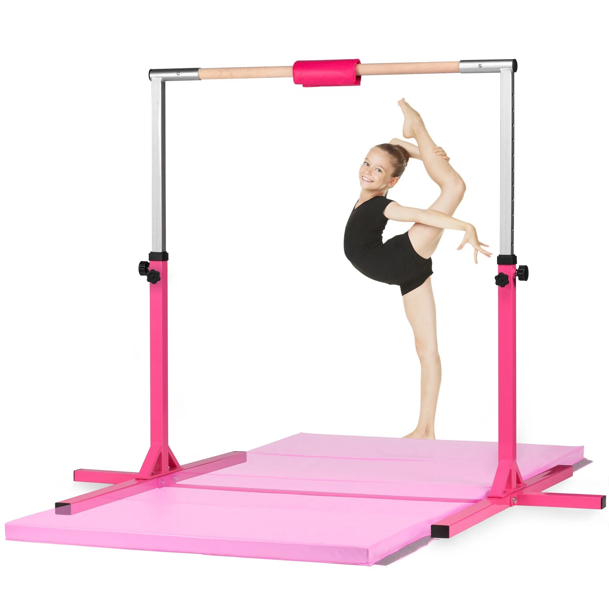 Junior Training Bar for Kids w/ Bar Cushion, Adjustable Height & Width