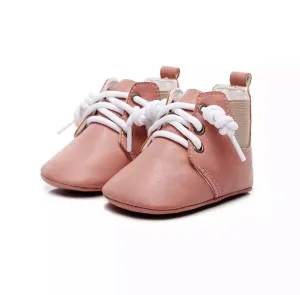 Leather look baby boots - Pink