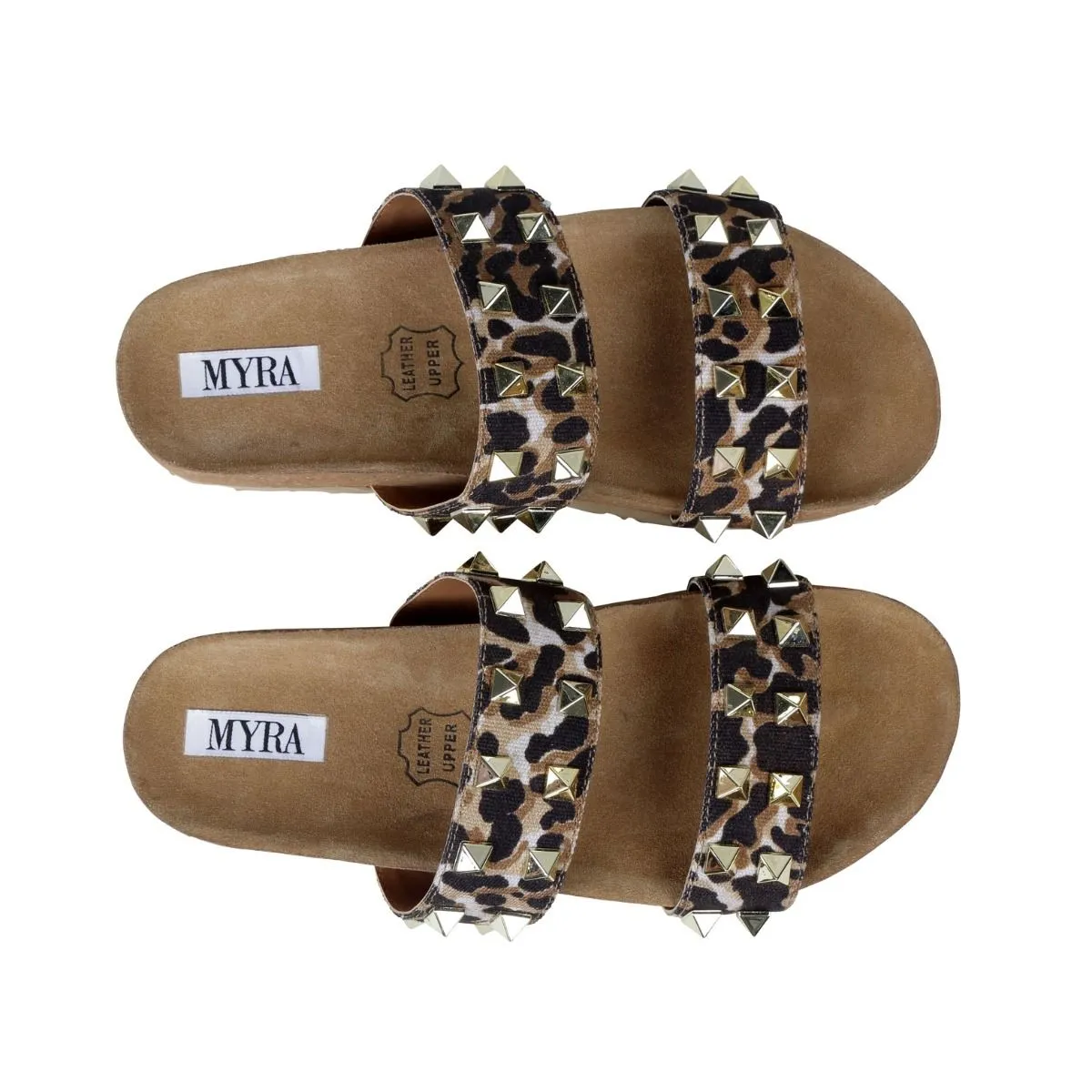 Leopard Studded Sandals by Myra Bag