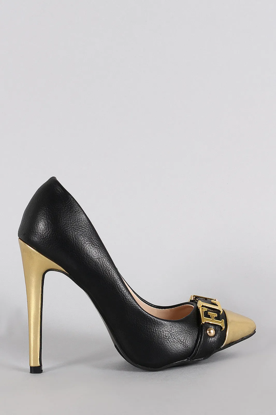 Liliana Two Tone Metallic Flawless Pointy Toe Stiletto Pump